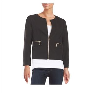 Ivanka Trump Crepe Zipper-Trim Jacket Navy Size 2